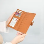 High Quality Long Purse Genuine Leather Card Case Unique Design Wallet With Transparent ID Window