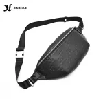 High Quality ized Black Vegan Leather Bag Emboss Leather Fanny Pack Men's Leather Waist Bag