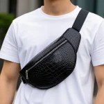 High Quality Croc Leather ized Waist Bag Colorful Leather Polyester Lining Waterproof Business Fanny Pack