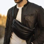Hot Sale Men's Real Leather Chest Bag High Quality Fanny Pack Bag Leather Waist Bag with Embossed