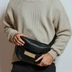 New Arrival Smooth PU Leather Waist Bag Durable Men's Chest Bag High Quality Funny Pack Bag with Zipper Closure