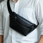 Hot Sale Real Leather Chest Bag Multi-functional Men's Waist Bag Durable Fanny Pack with Front Slip Pocket