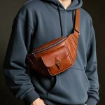 Premium Brown Leather Fanny Pack High End Produced Real Leather Chest Bag Waist Bag with Unique Design