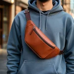 Hot Selling Brown Leather Chest Bag Real Leather Sling Bag Durable Leather Funny Pack for Daily Use